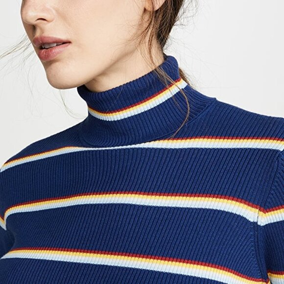 Wrangler Blue Rainbow Striped Turtleneck Sweater XS - Picture 3 of 6